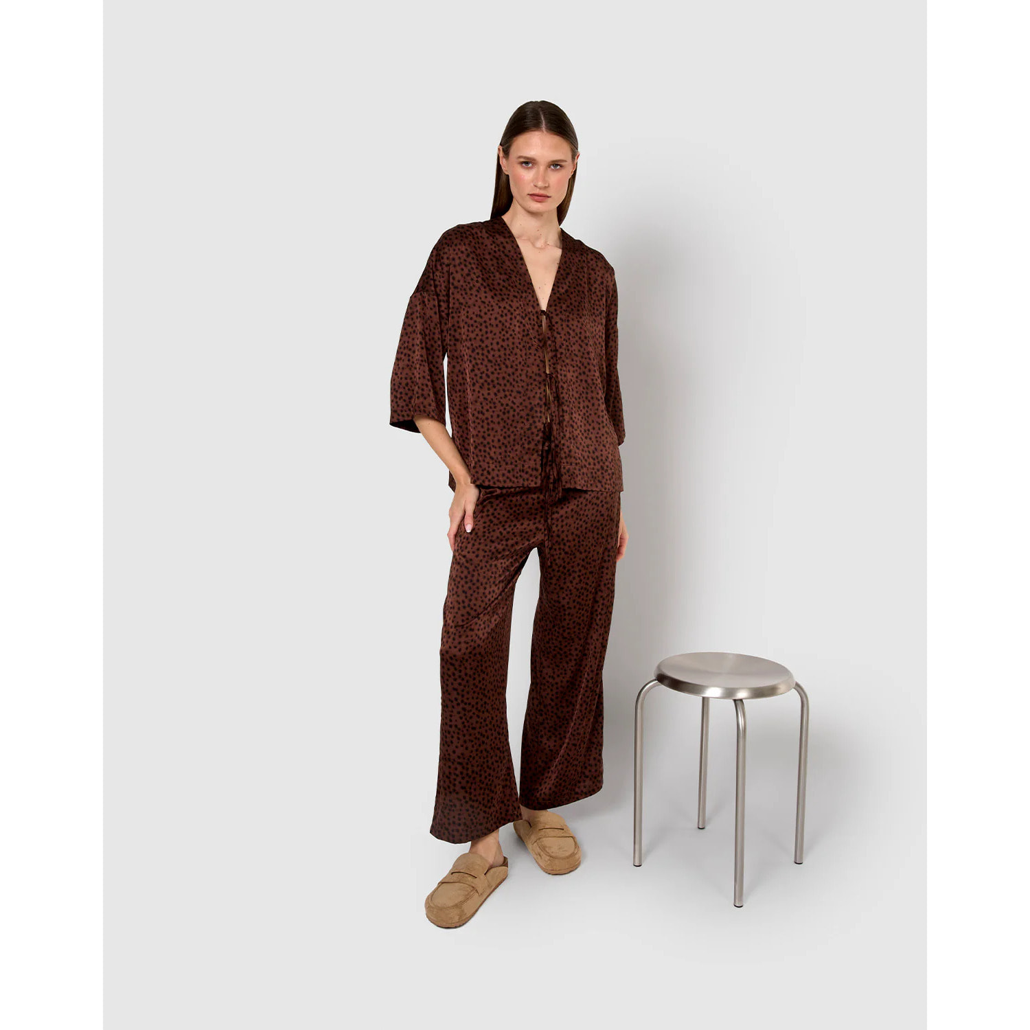Blusa satén lazos grida teja