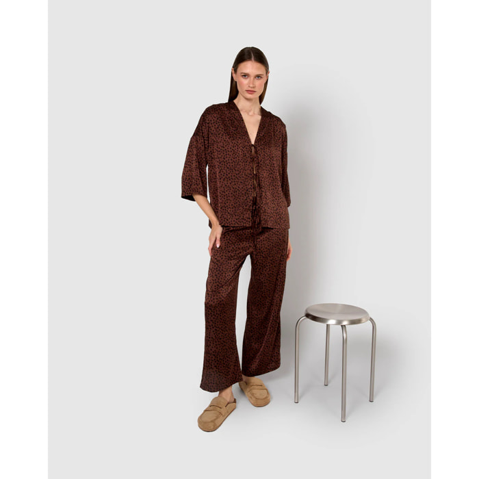 Blusa satén lazos grida teja