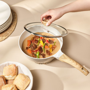 Mythic - Sauteuse 24 cm avec revêtement en céramique blanche et couvercle