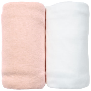 Lot de 2 Draps Housse 40x80 cm jersey Coton bio-Pêche
