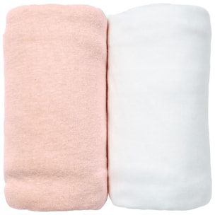 Lot de 2 Draps Housse 70x140 cm jersey Coton bio-Pêche