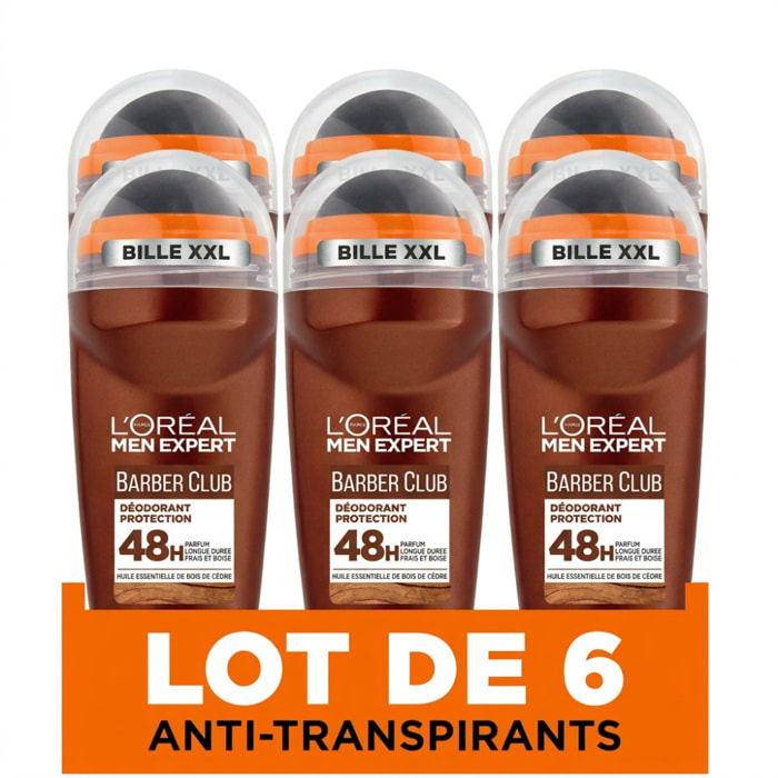 Lot de 6 - L'Oréal Paris Men Expert Barber Club Déodorant Bille Protection 48h 50ml