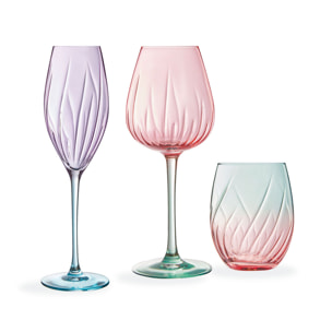 Ensemble 12 verres à pied et gobelets Swirly Spring - Cristal d'Arques