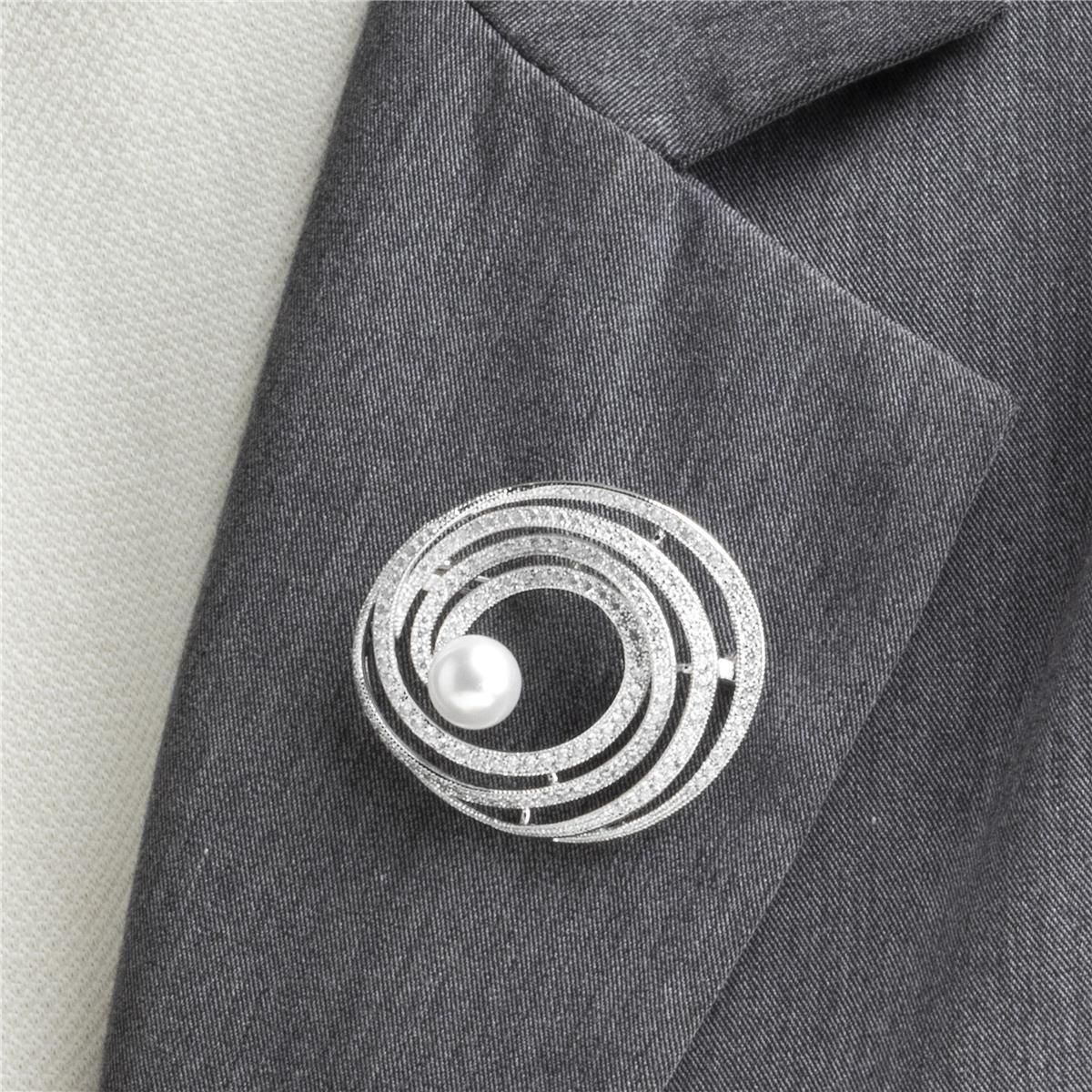 Broche con Circonita Brillante acabado plata