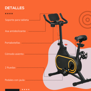 Bicicleta Estática Bici Estática con Volante de Inercia 4 kg Resistencia Magnética Ajustable Pantalla LCD Silencioso Asiento Ajustable y Soporte de Vasos Carga 120 kg para Casa Gimnasio Negro