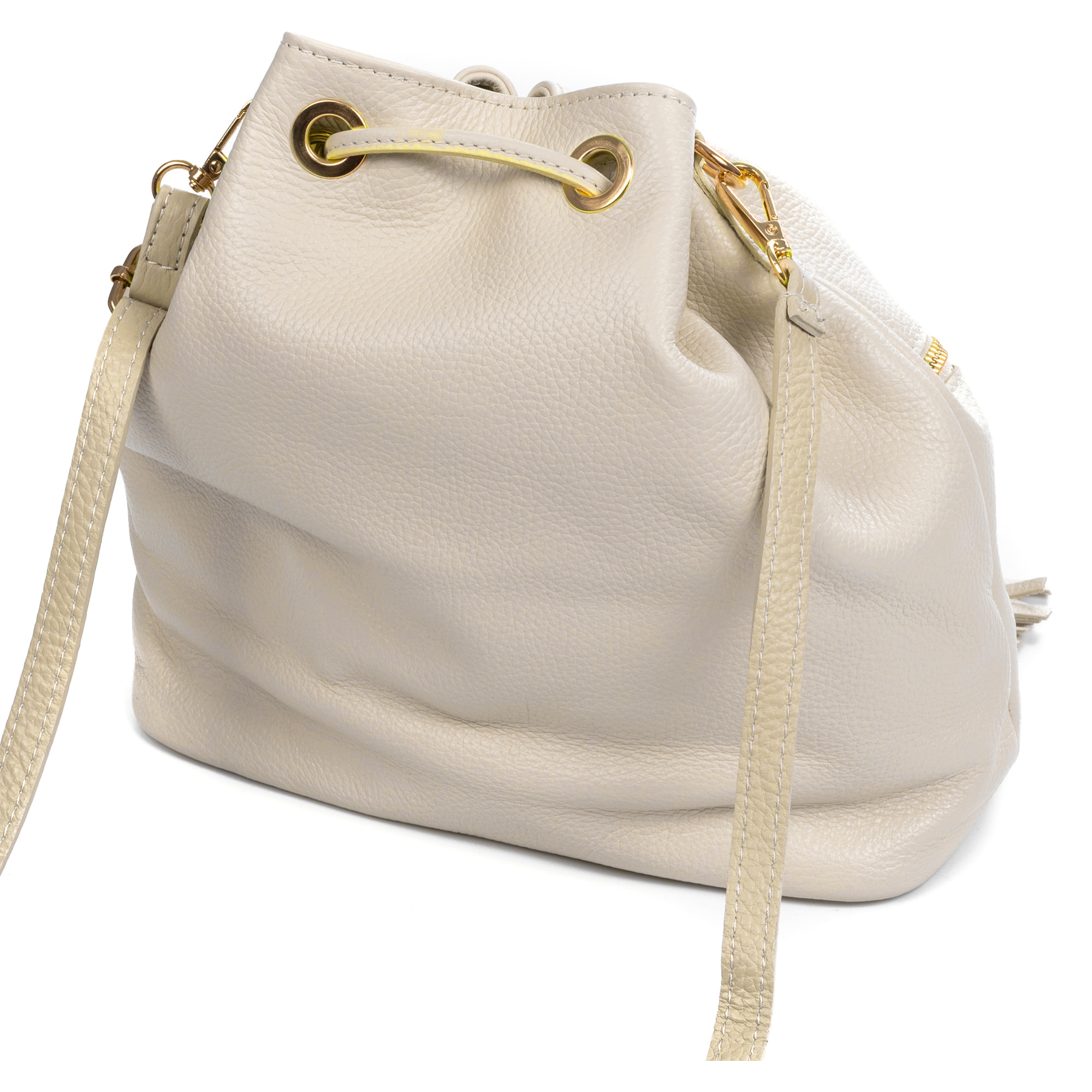 Arzene borsa a tracolla in vera pelle dollaro. Design arricciato cool e frange sul davanti