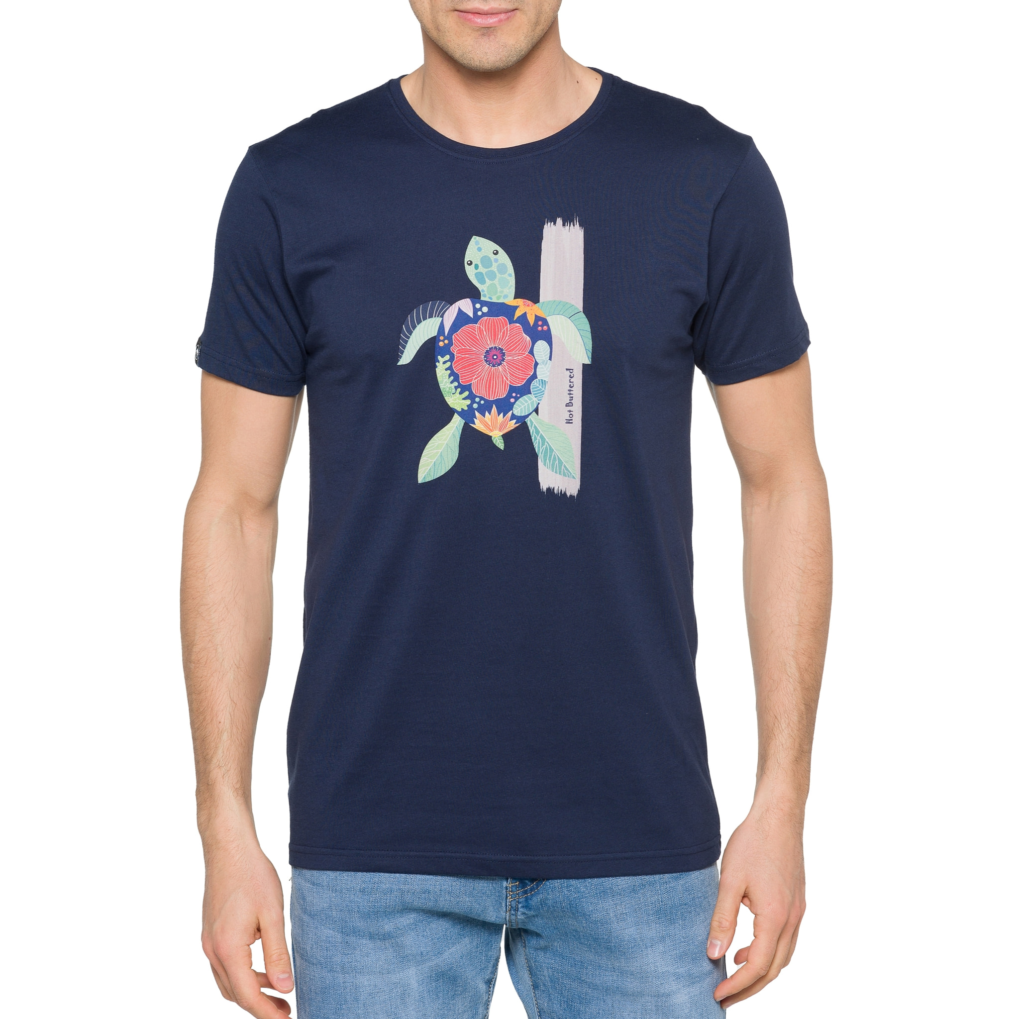 T-shirt in cotone 150 gr Rebel Hot Buttered Blu Navy.