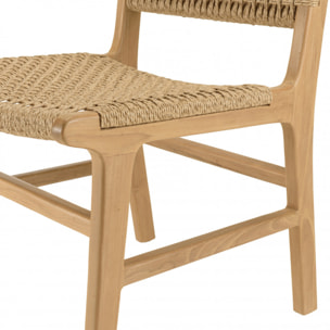 VALERIA - Lot de 2 chaises jardin teck naturel rotin synthétique beige