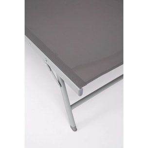 Set di 4 lettini MACARELLA in alluminio grigio e textilene antracite, pieghevoli