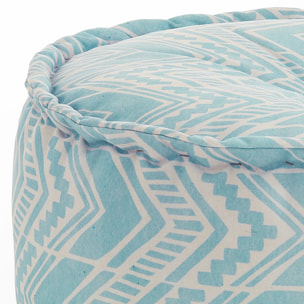 Pouf Tomasucci YARA IKAT MINT, en polyester et mousse, 60 × 60 × 30 cm