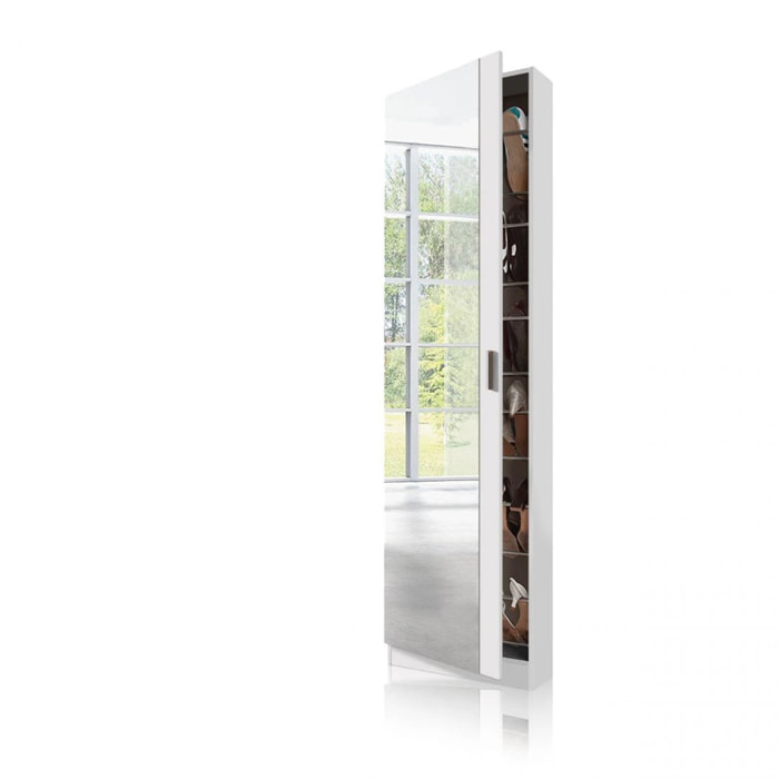 Zapatero con espejo Roma Blanco Brillo