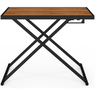 Table de jardin relevable Oleg 100cm verre trempé effet bois