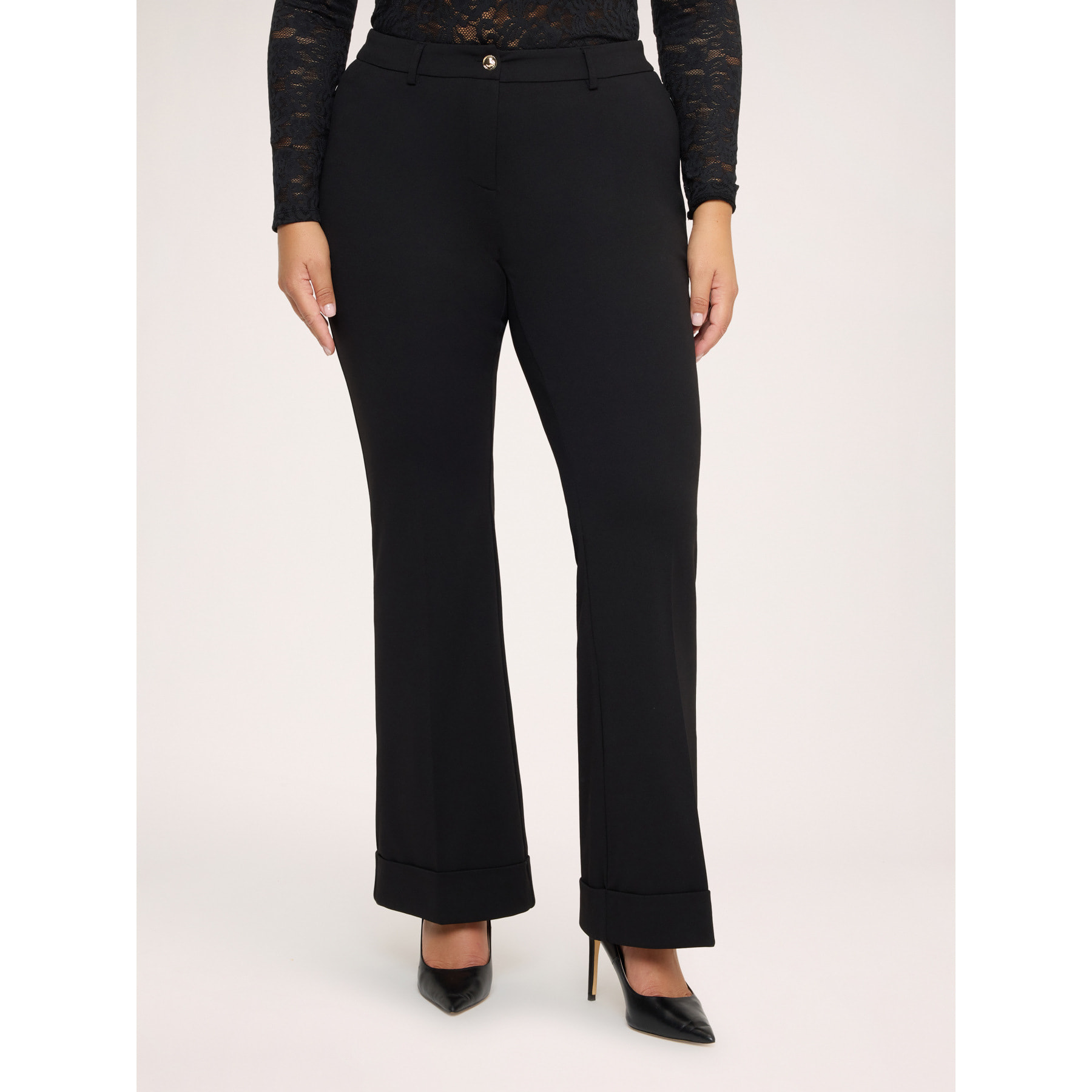 Fiorella Rubino - Pantaloni Flare in tessuto stretch - Nero