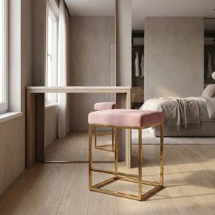 Sgabello Imbottito in Effetto Velluto con Seduta Confortevole e Gambe in Acciaio, Design Moderno per Cucina, Penisola, Isola e Zona Bar