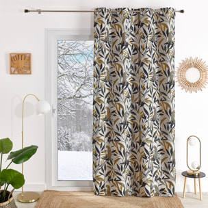 Rideau Jacquard motif panthère - Ecru