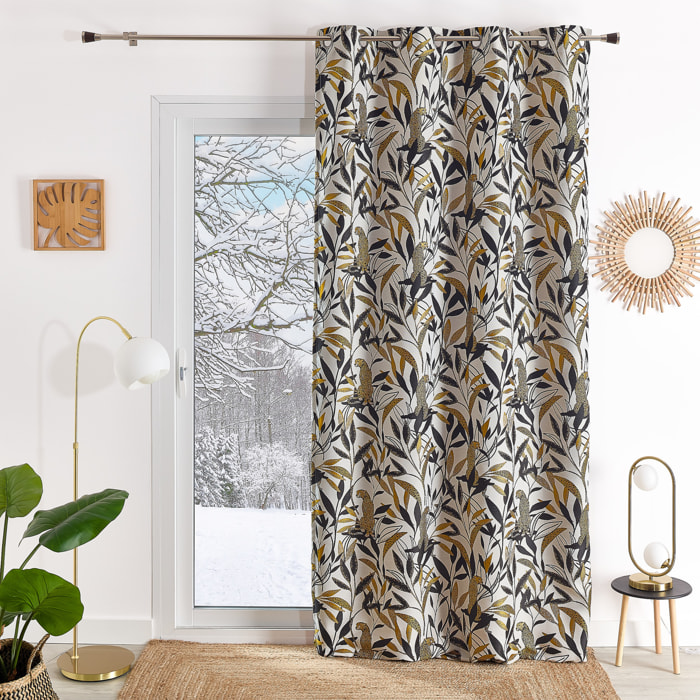 Rideau Jacquard motif panthère - Ecru