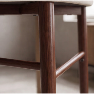 Lot de 2 tabourets de bar beige et métal effet bois foncé SIMON