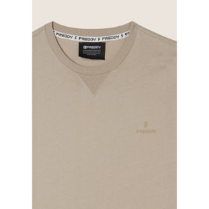 T-shirt Regular con Scollo girocollo e logo in tono colore