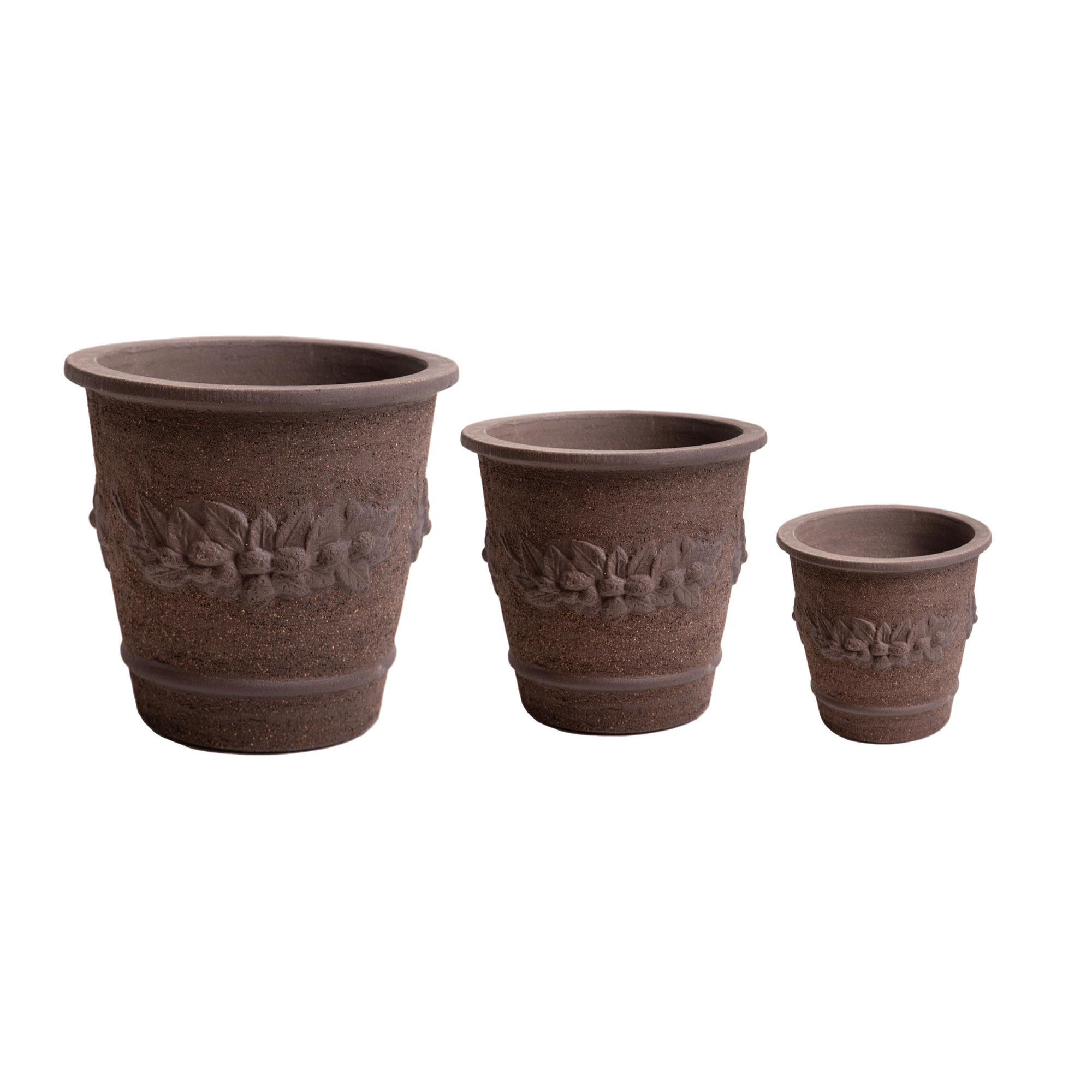 Set Di 3 D.50/39/31 Cm Cachepot Festonato - Pezzi 1 - 50X50X50cm - Colore: Marrone - Bianchi Dino - Decori Casa E Complementi