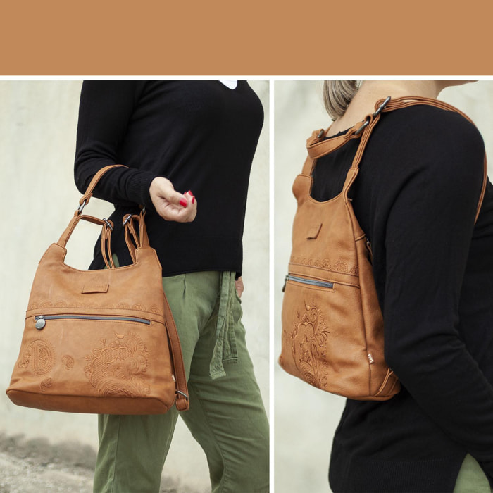 Bolso Mochila Mujer Lois Redwood Camel