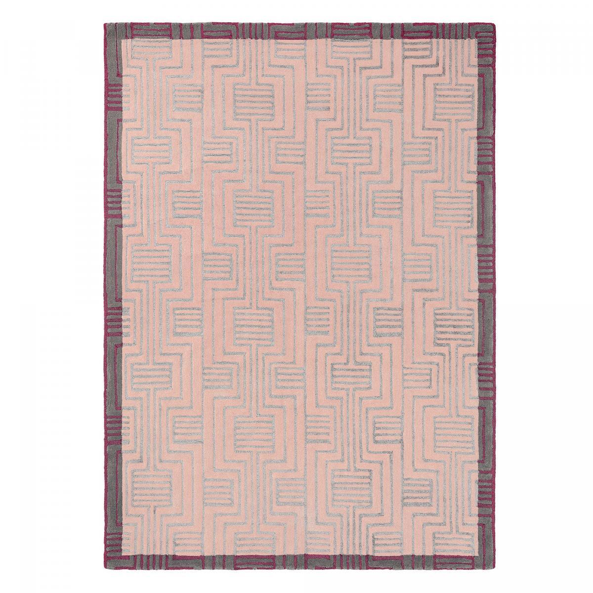 Tapis salon et chambre fait à la main en laine motif géométrique CIOL