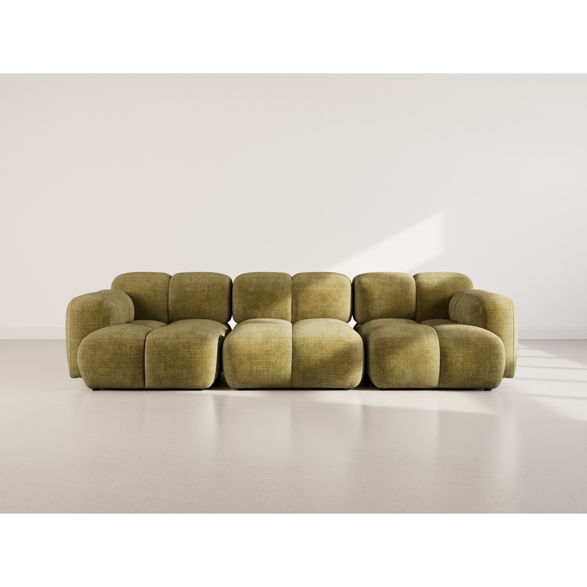 Grace - canapé modulable 3 places en velours texturé - Vert Olive