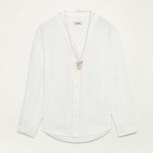 Oltre - Camisa con collar dorado - Blanco