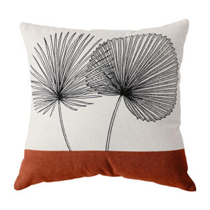 Coussin carré feuilles de palmier - Ecru