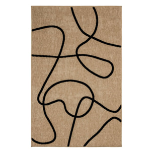 Tapis intérieur effet jute THOMAS. motif graphique en relief noir. 120 x 170 cm
