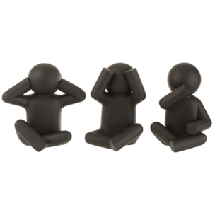 J-Line figurine P'tit Maurice Assis Entendre/Voir/Se Taire - polyrésine - noir - large - 3 pièces