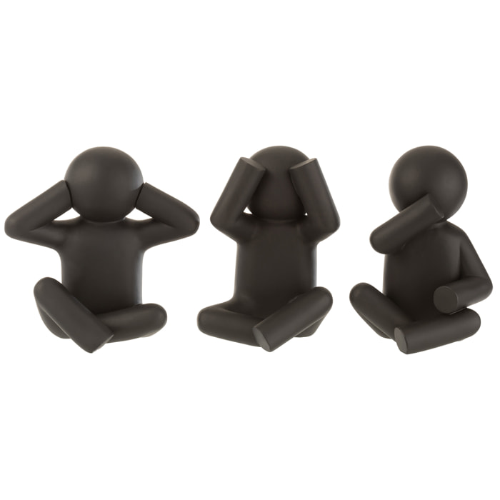 J-Line figurine P'tit Maurice Assis Entendre/Voir/Se Taire - polyrésine - noir - large - 3 pièces