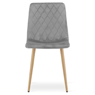 Set di 3 sedie Turin in velluto grigio chiaro e gambe effetto legno
