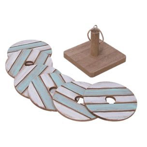 Sottobicchiere in legno mare 6 pezzi tondo cmø10h8