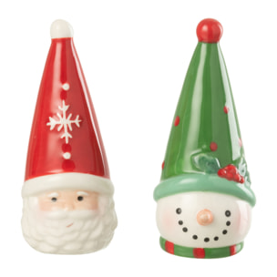 J-Line salière + poivrière Père Noël + Bonhomme de Neige Dolomite - céramique - mix