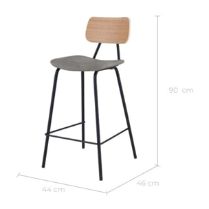 Lot de 2 chaises pour îlot central 65 cm en cuir synthétique gris - Madrague