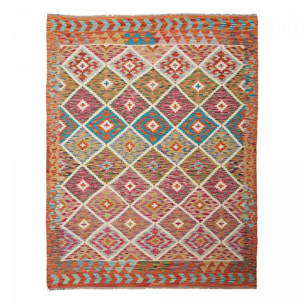Tapis kilim au motif ethnique, tissé plat en laine, TUFIM