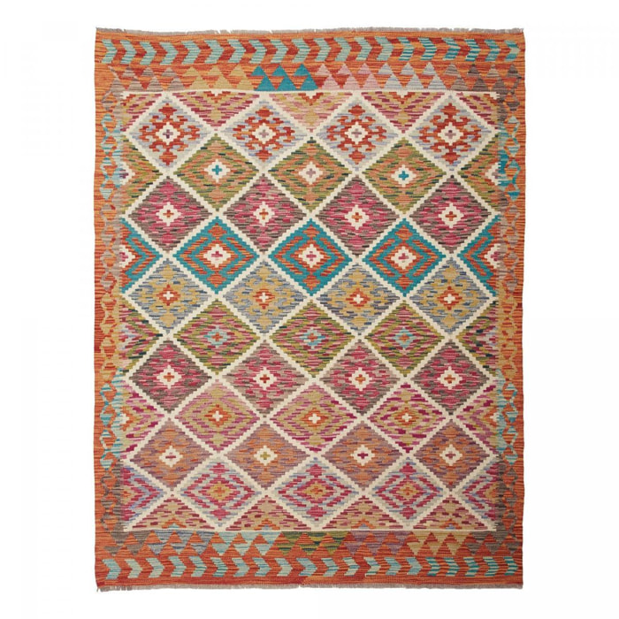 Tapis kilim au motif ethnique, tissé plat en laine, TUFIM