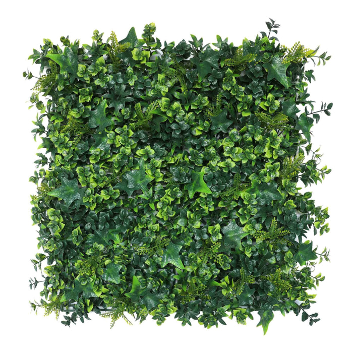 Well home jardín vertical artificial, panel de seto 100x100cm, para decoración interior y exterior - de hojas verdes mixtas y realistas