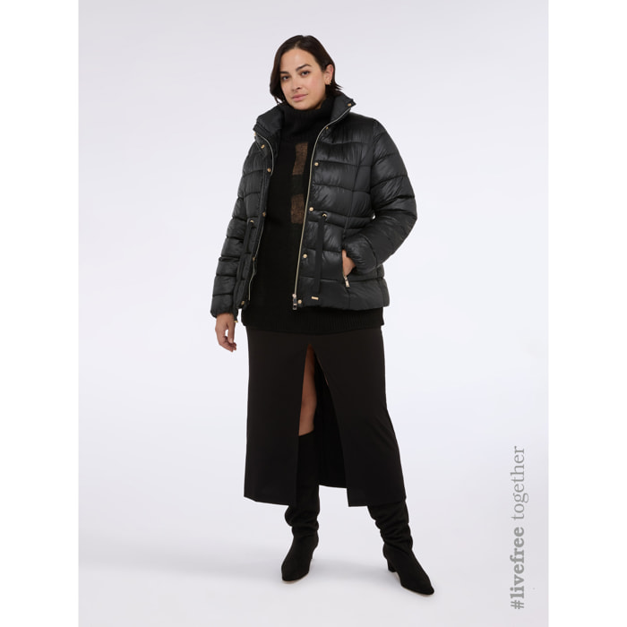 Fiorella Rubino - Piumino trapuntato con coulisse in vita - Nero