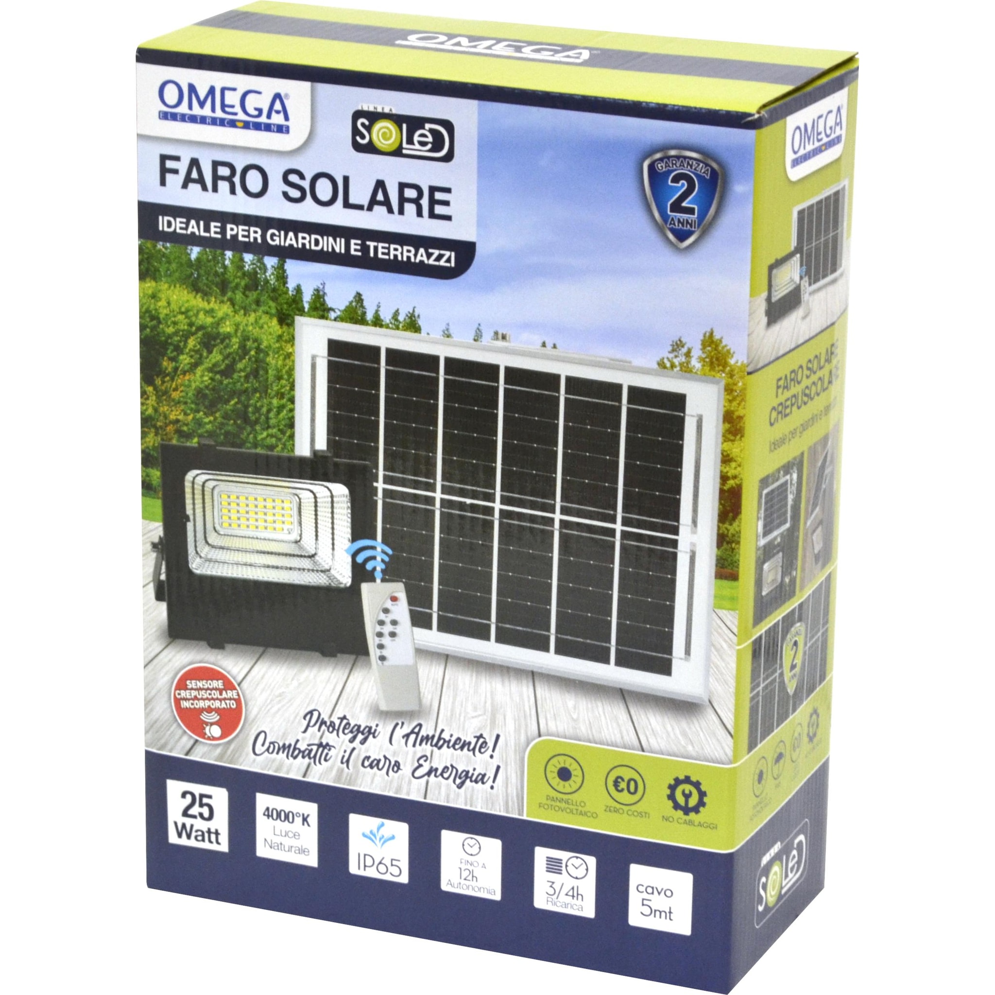 OMEGA Floodlight ad Energia Solare 25W