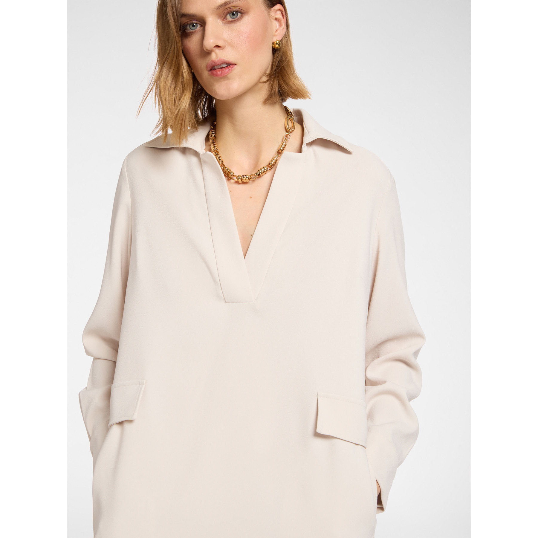 Elena Mirò - Vestido de cady elástico - Blanco