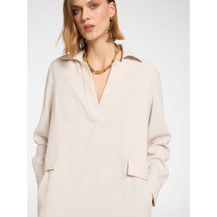 Elena Mirò - Vestido de cady elástico - Blanco