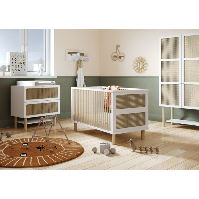 Commode bois enfant " Ochna " - 2 tiroirs - Blanc