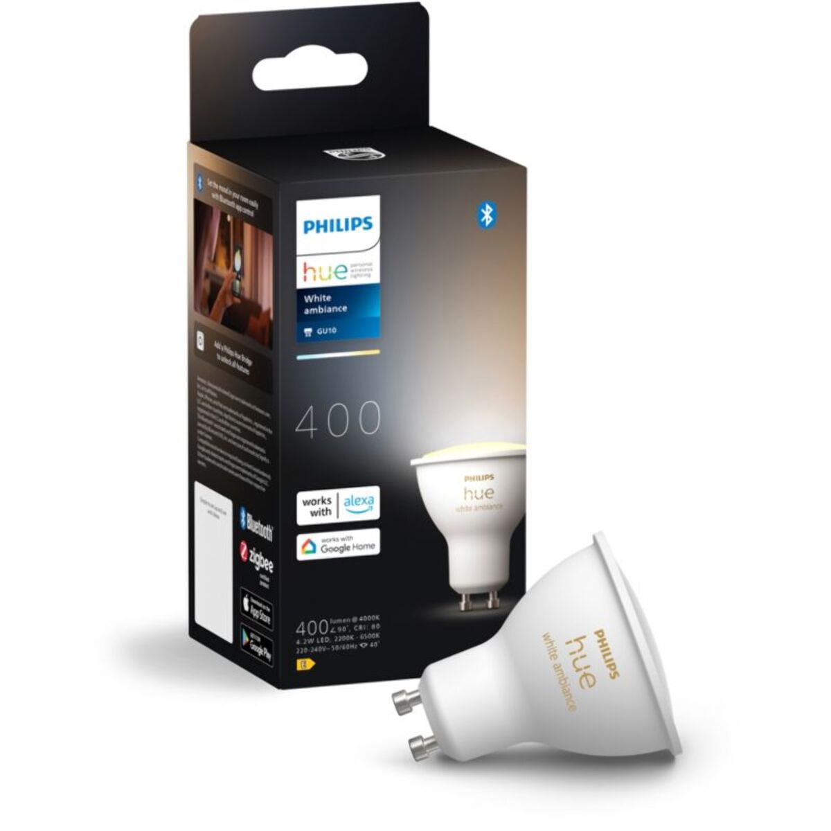 Ampoule LED connectée PHILIPS HUE GU10 White Ambiance