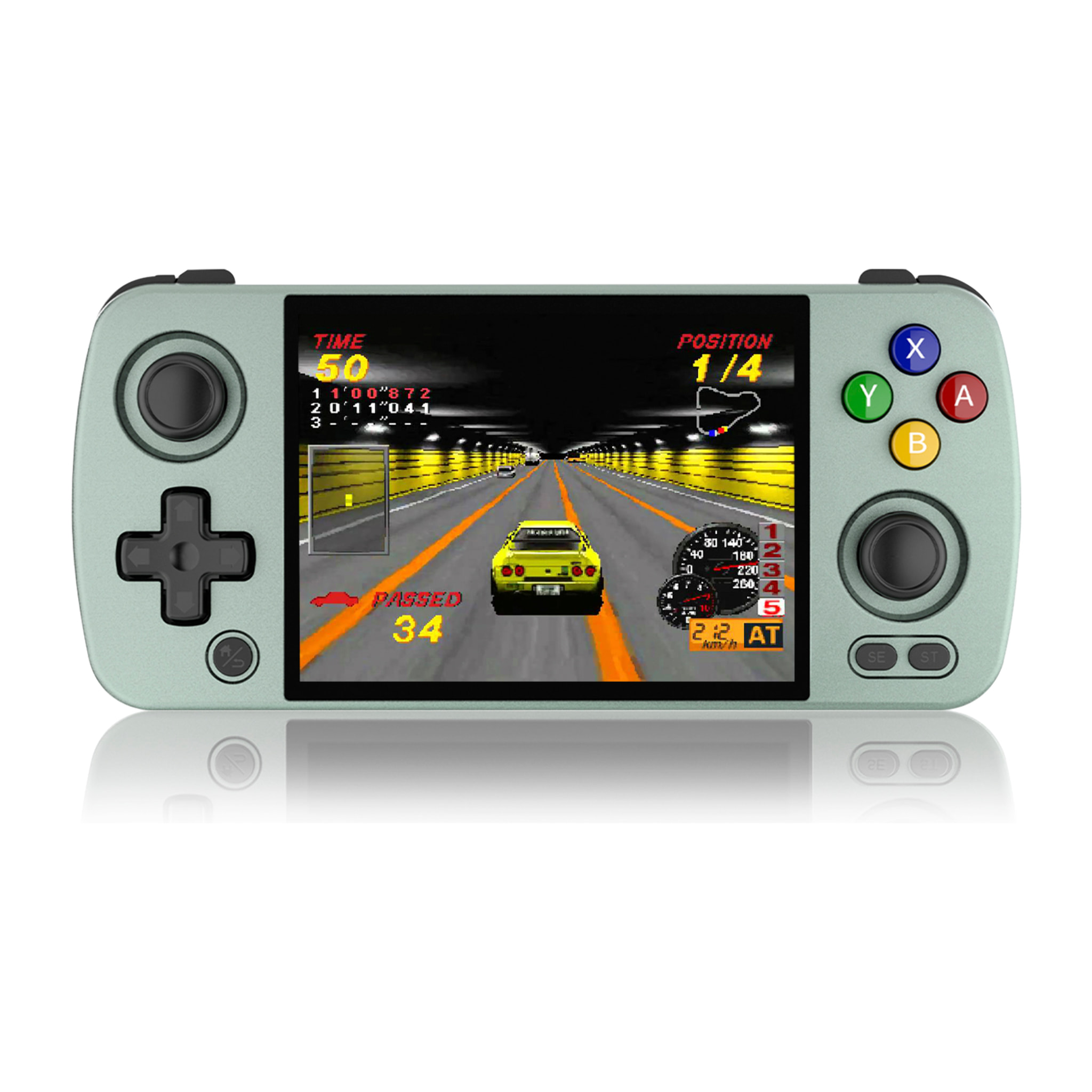 DAM Consola emulador multiplataforma RG405M. Pantalla táctil 4" IPS; Android 12, Octa-Core 2,0GHz, WiFi, 128GB. +3000 juegos. 16,3x7,6x1,6 Cm. Color: Verde Claro