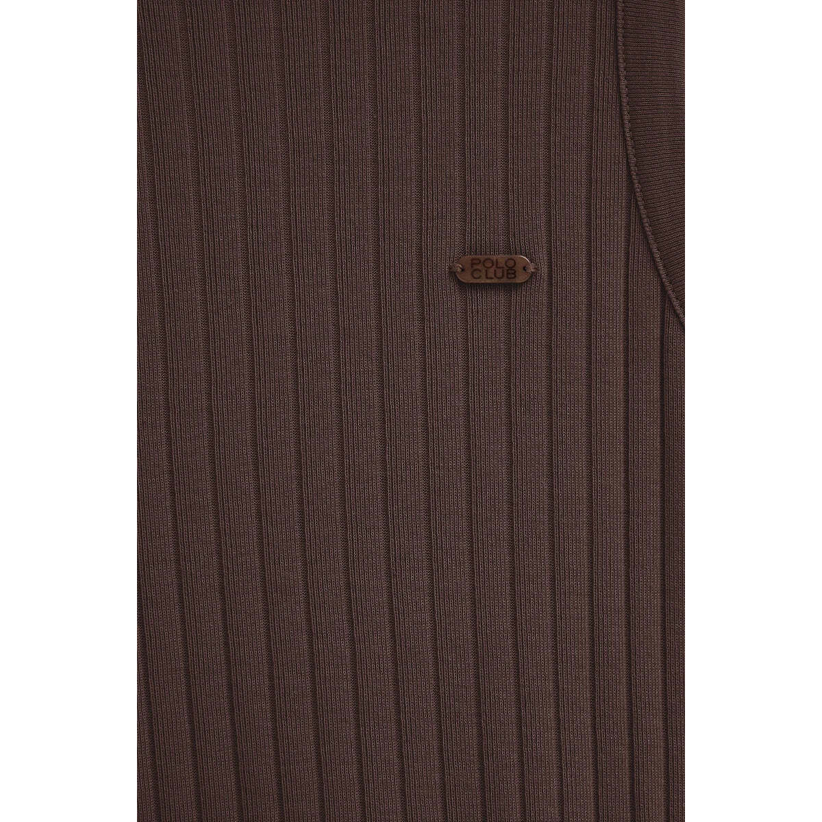 Canotta cioccolato a coste con scollo a V e logo Polo Club