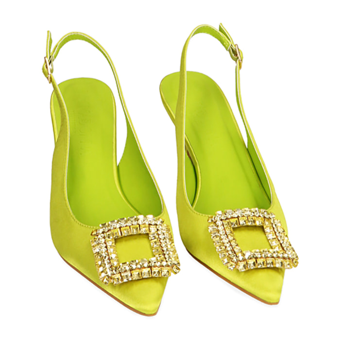Décolleté slingback cedro in raso, tacco 7,5 cm