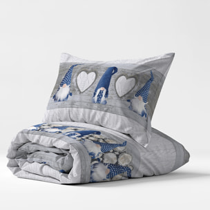 Parure copripiumino gnomo blu 100% cotone