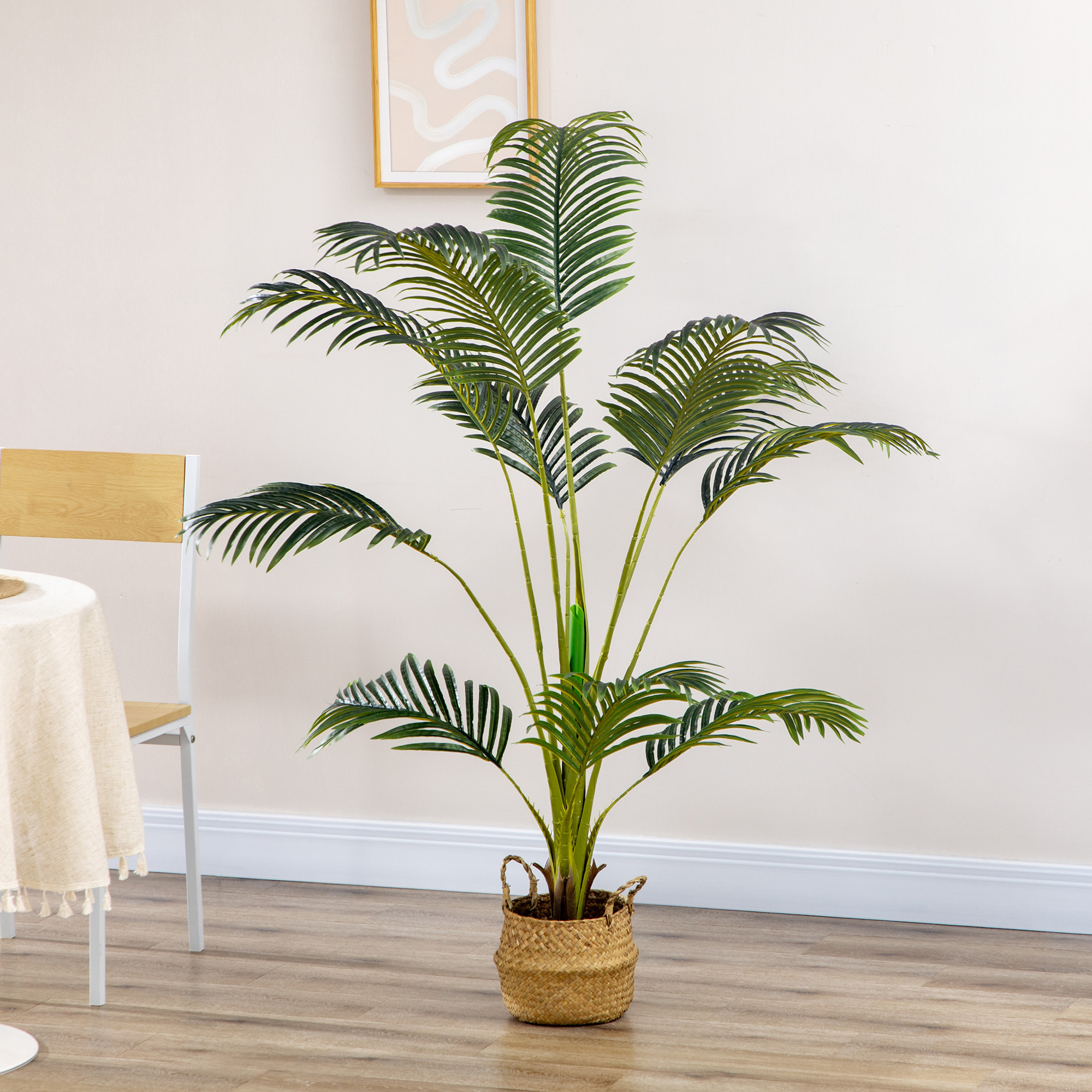 Palmera Areca Artificial 170 cm Árbol Artificial con 11 Hojas Realistas y Maceta de Plástico Decoración para Interior y Exterior Salón Oficina Balcón Ø15x170 cm Verde