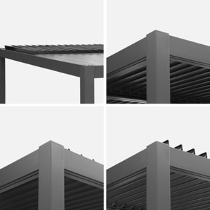 Pergola bioclimatique anthracite. aluminium et acier. 3x3m. lames orientables